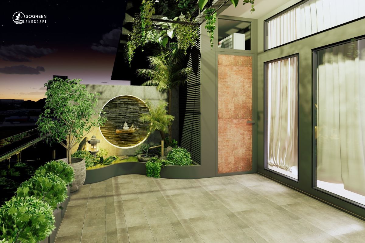 Sân vườn ban công phong cách thiền định