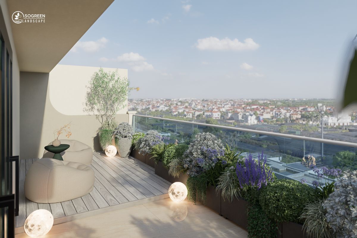 Sân Vườn Tối Giản Cùng Đèn