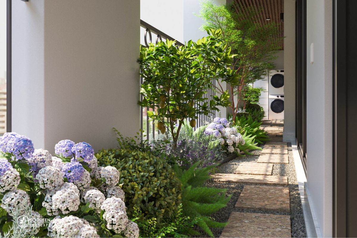 Sân vườn ban công màu sắc