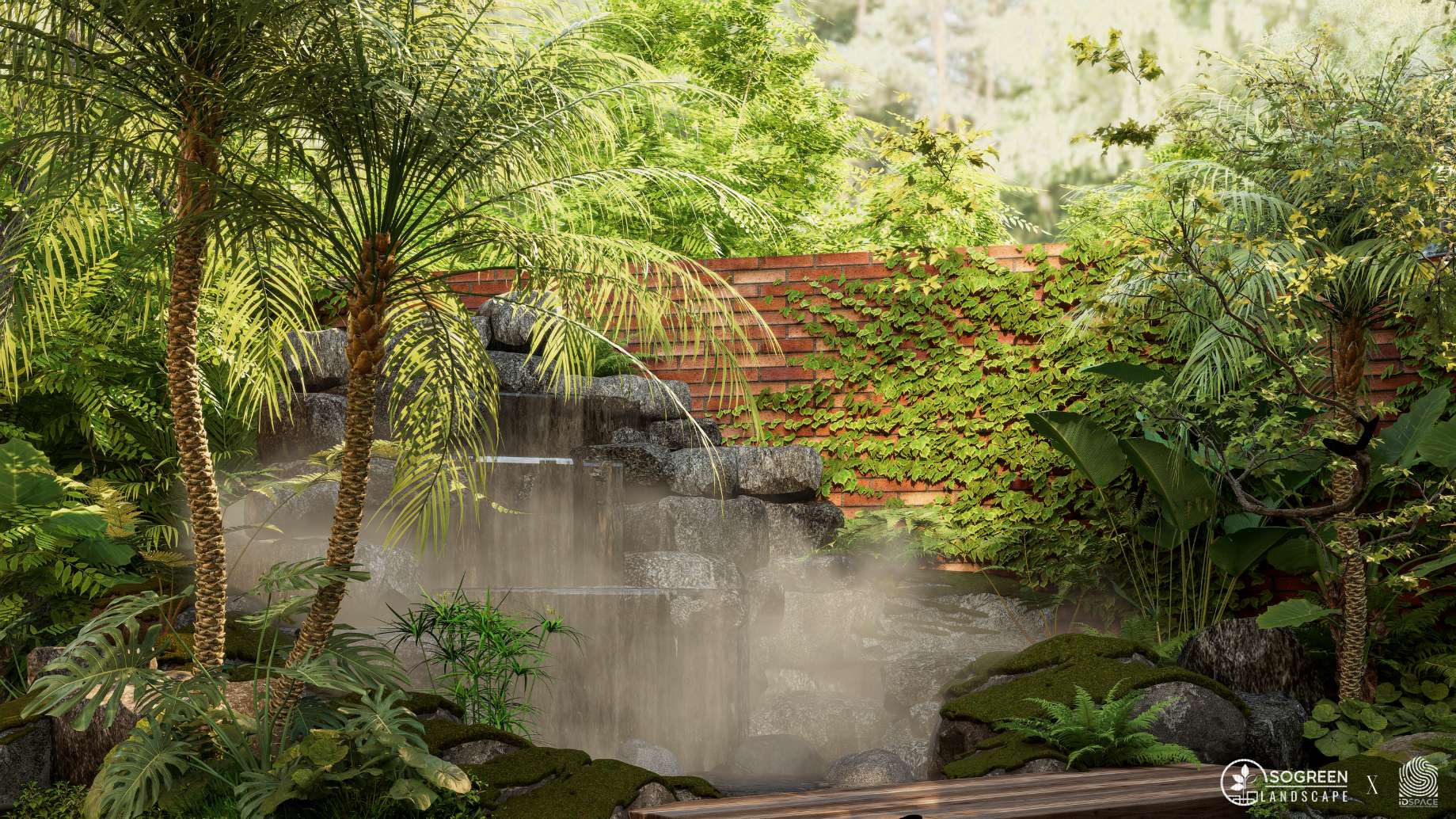 Thác nước trong thiết kế sân vườn biệt thự Alma An Retreat