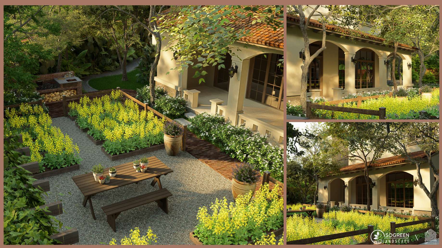 Khu vực BBQ cạnh vườn rau