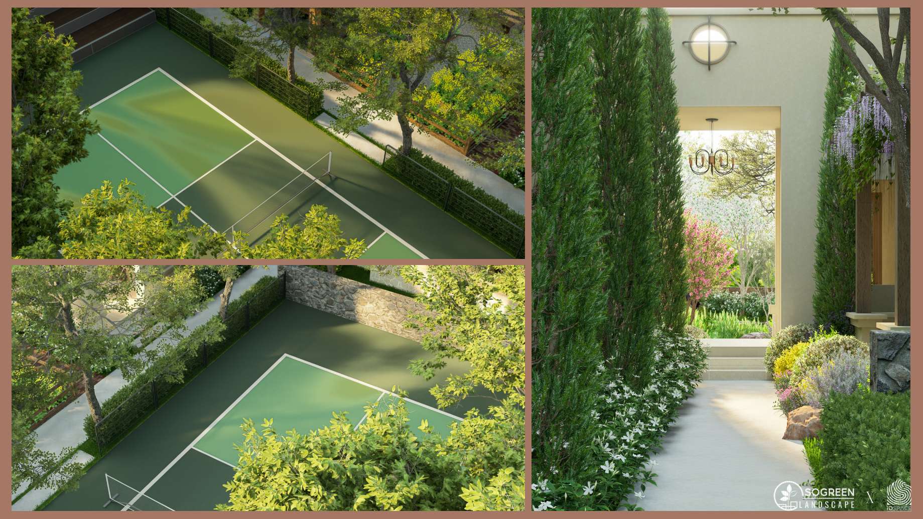 Khu vực sân Pickleball trong sân vườn biệt thự