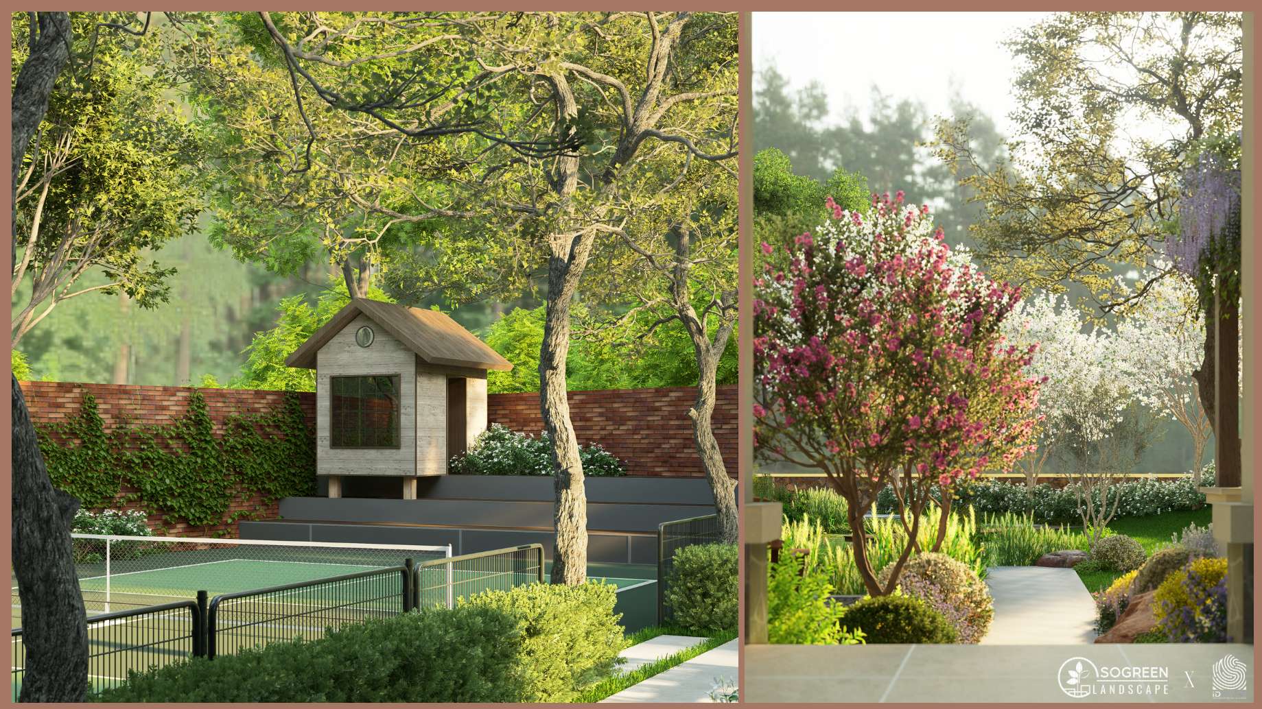 Cảnh quan sân vườn biệt thự Pickleball