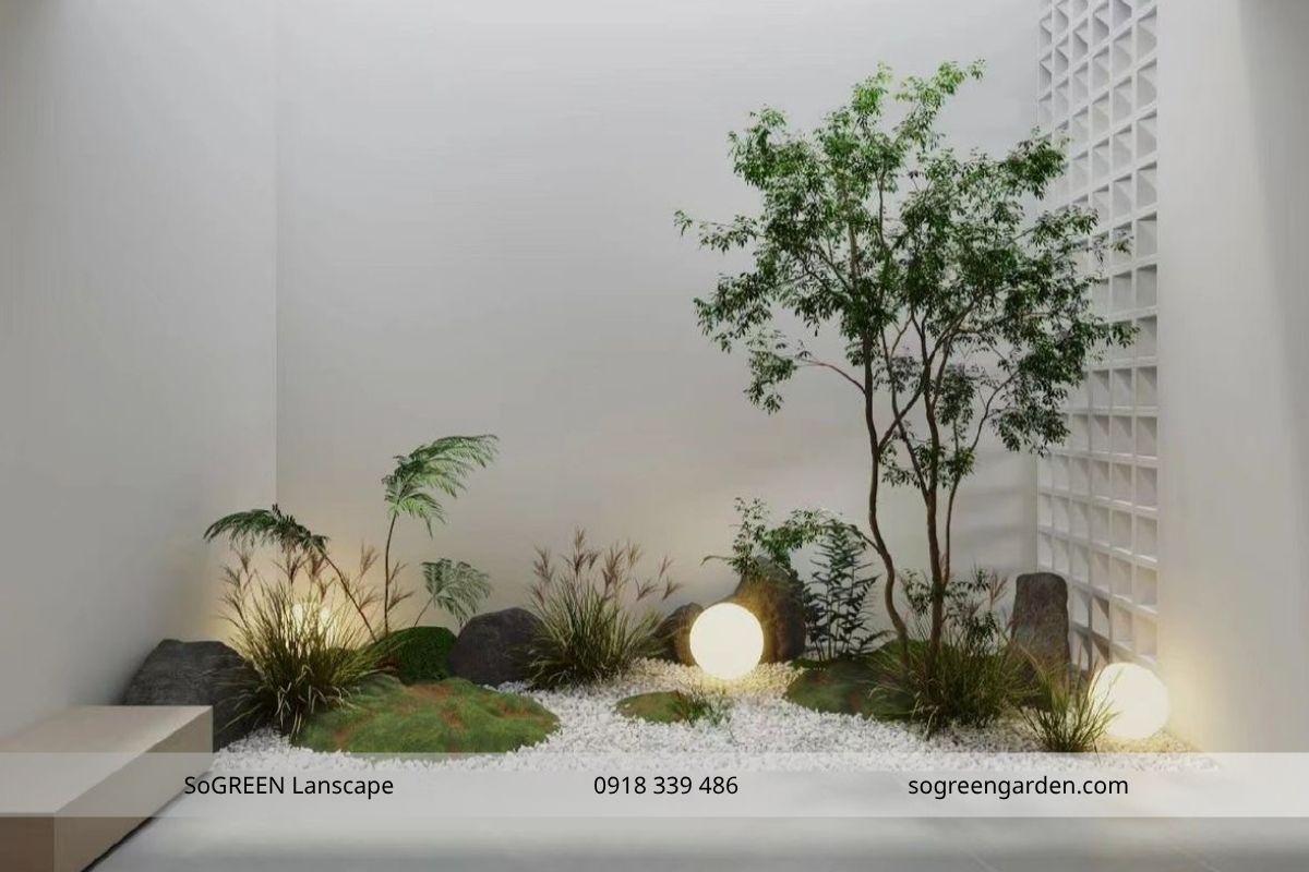 Tiểu cảnh giếng trời giữa nhà