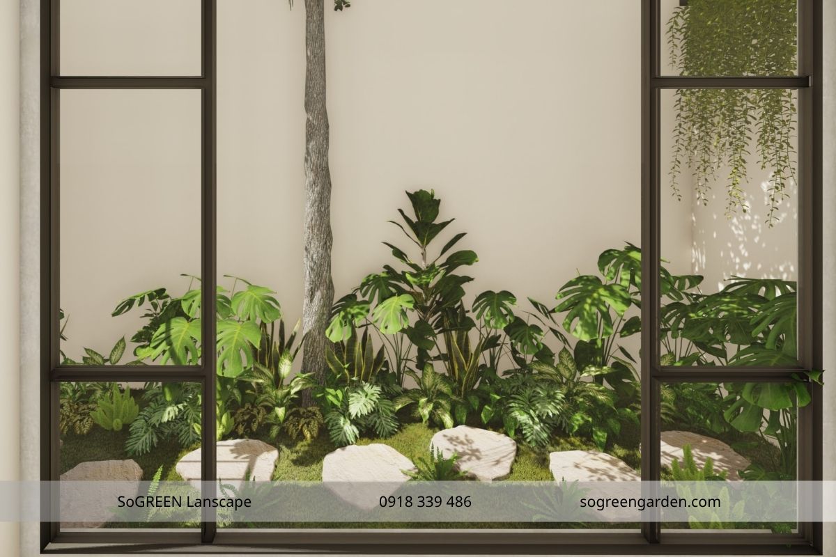 Tiểu cảnh giếng trời cuối nhà